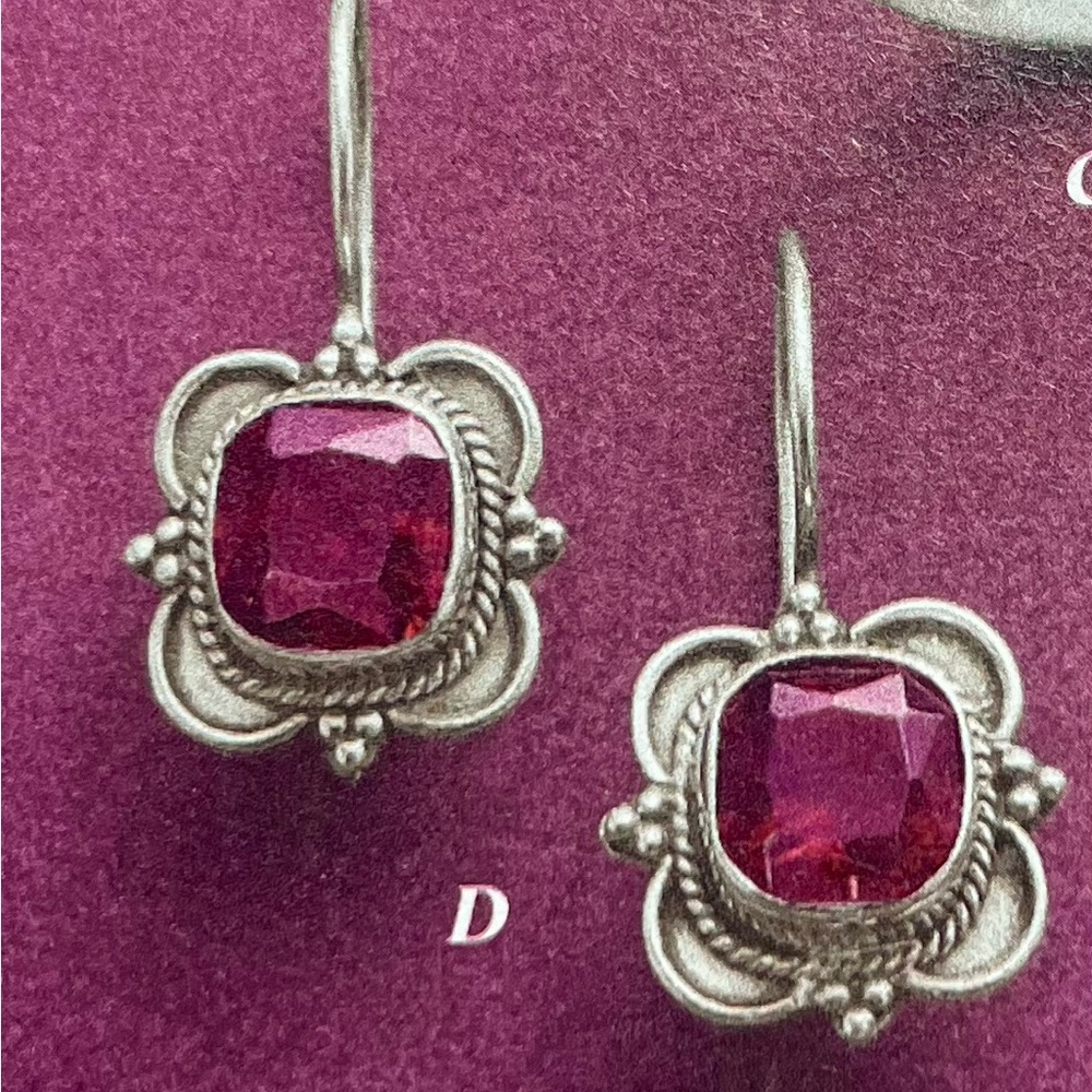 New! Garnet Cartouche Earrings